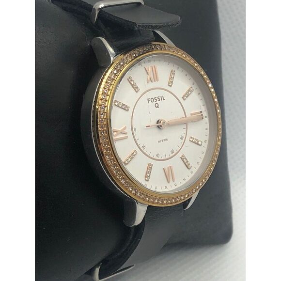 Fossil Q FTW5011 Women's Black Leather Analog White Dial Hybrid Smartwatch HK156 - Picture 3 of 9
